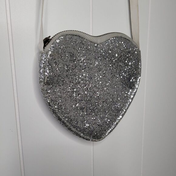 Crewcuts Heart Purse Silver Speckled Glitter - Picture 1 of 8